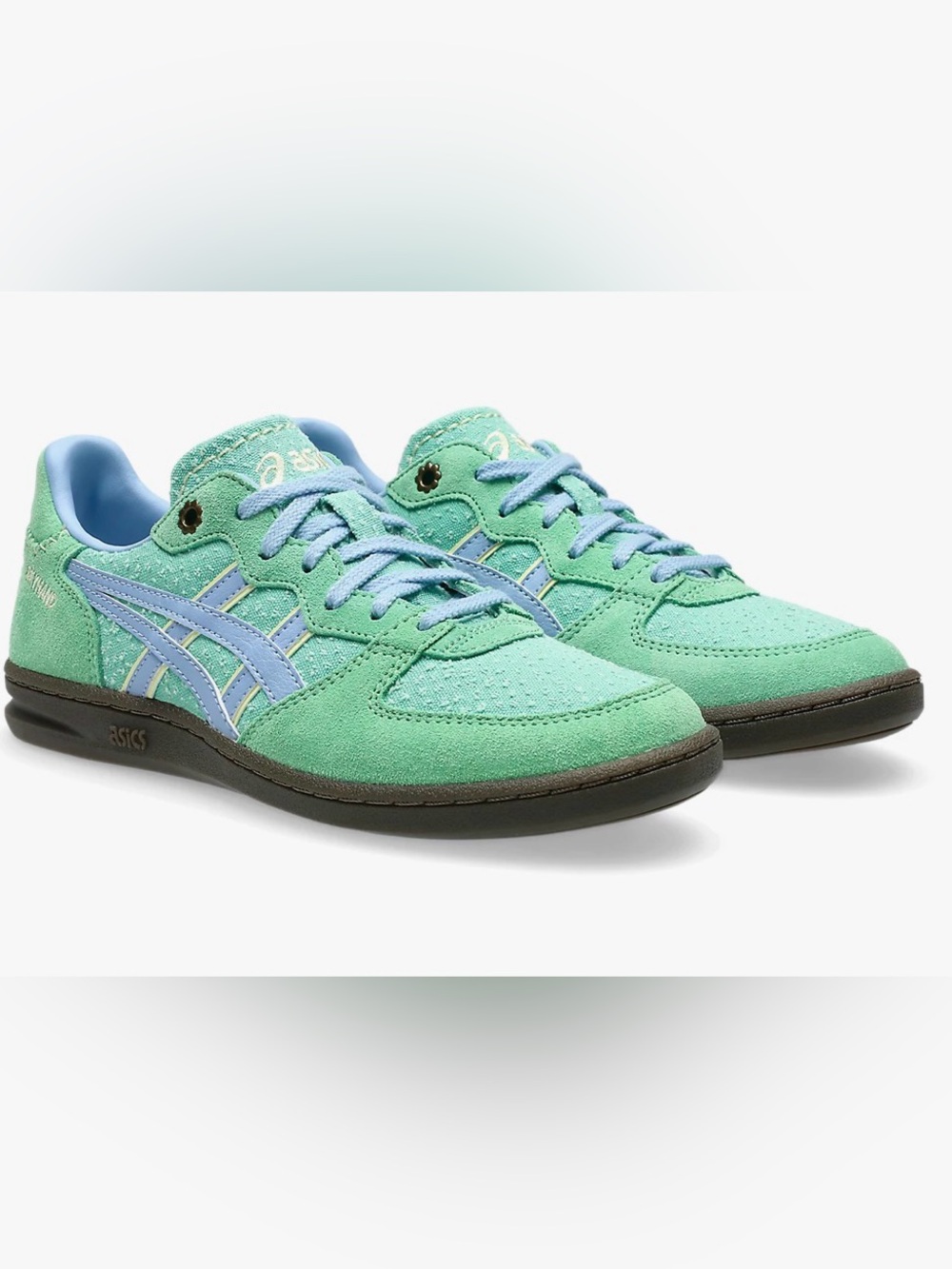 ASICS Women’s Skyhand OG Green and Light Blue Suede Sneakers